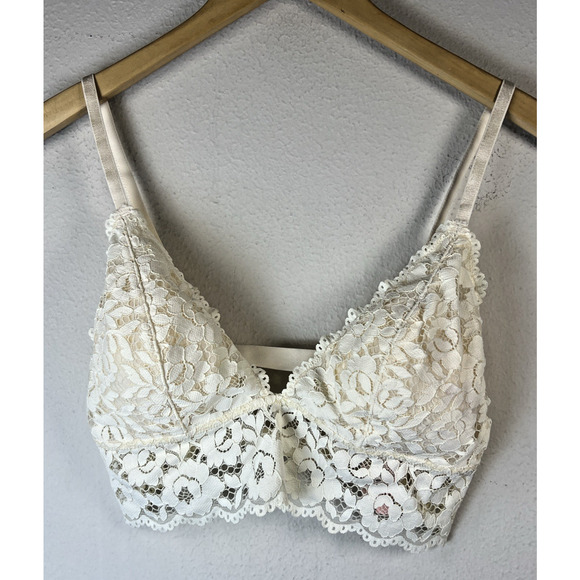 NWT Dobera Bralette romantic White bralette Lace Lightly Padded XL - Picture 1 of 11